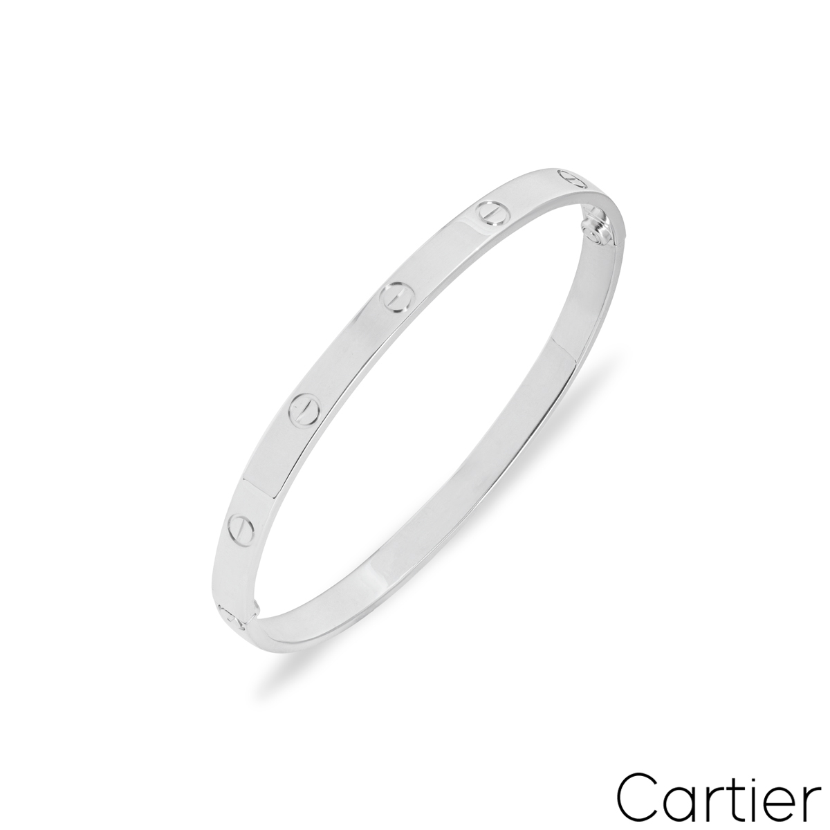 Cartier White Gold Plain Love Bracelet Size 17 B6035417